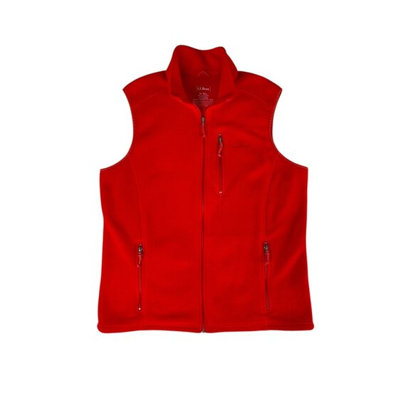 L.L. Bean Other - LL Bean Mens XLT Fleece Sweater Vest Red POLARTEC Pockets Cinch Waist Full Zip